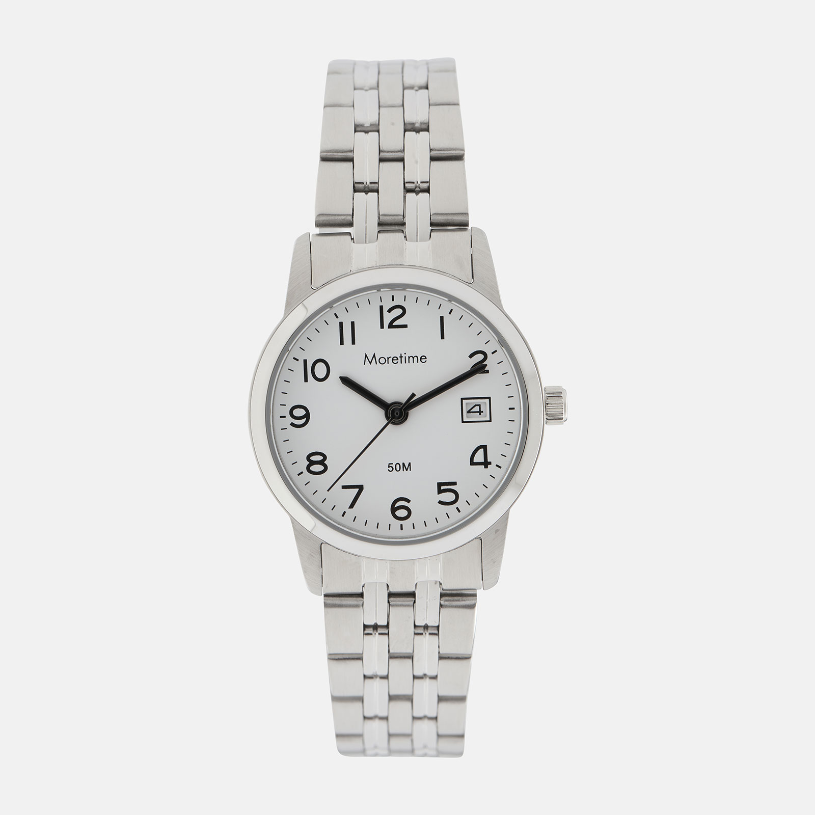 Moretime damklocka - datum, silver/vit, 26 mm