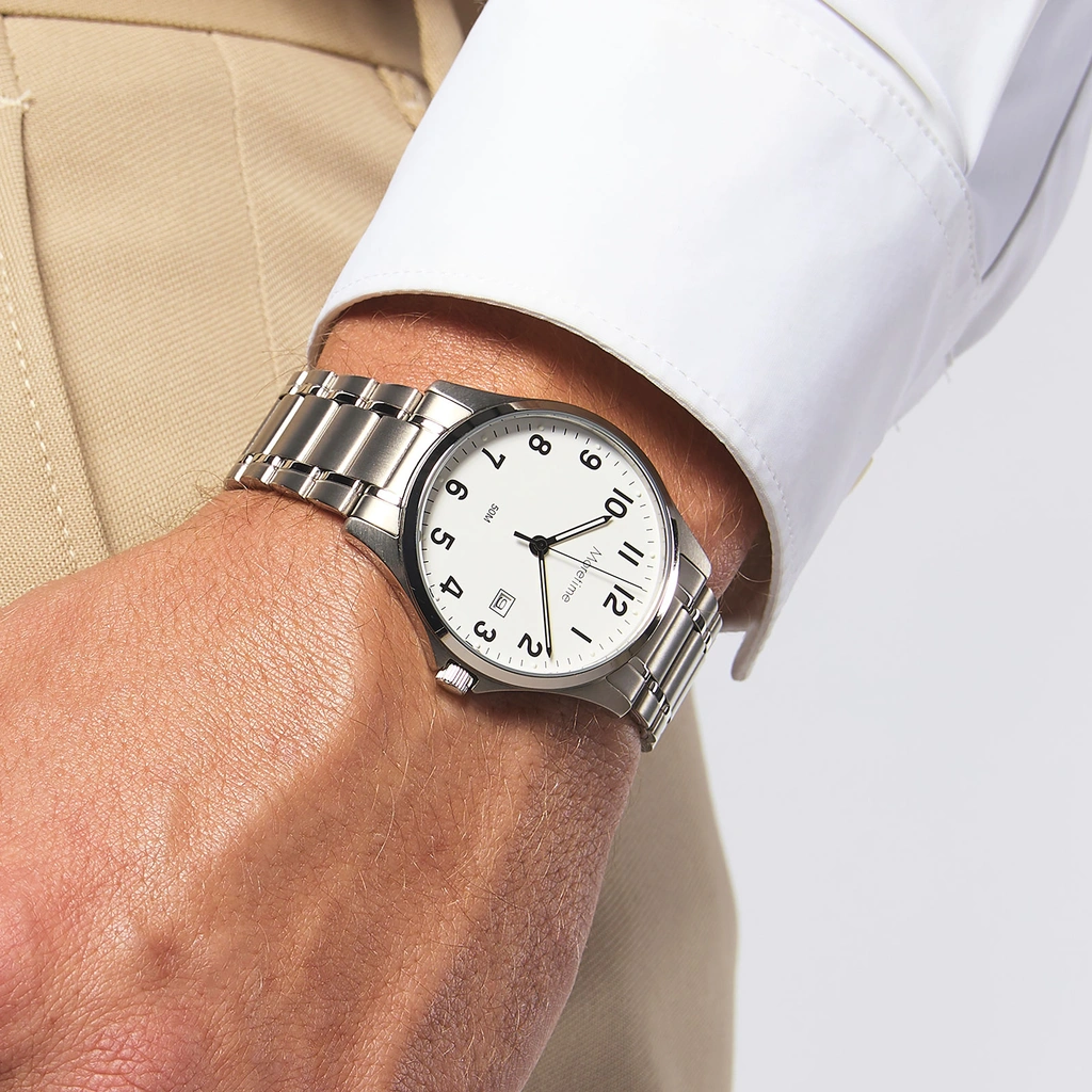 Moretime herrklocka - titan, vit urtavla, 39 mm
