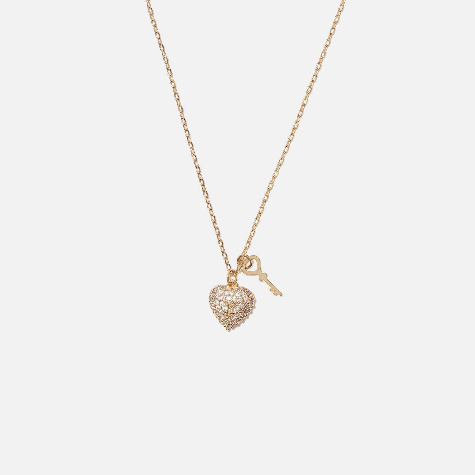 18k guldpläterat halsband - hjärta & nyckel