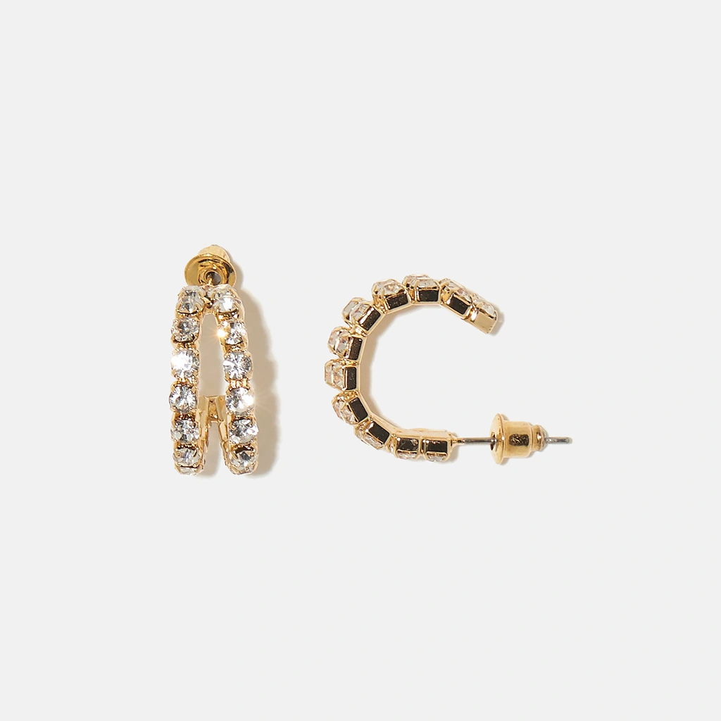 Guldfärgade örhängen - halvcreoler 15 mm