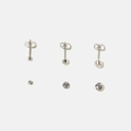 3-pack silverfärgade örhängen - studs
