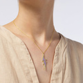 Halsband äkta silver, lila blixt - 40+5 cm
