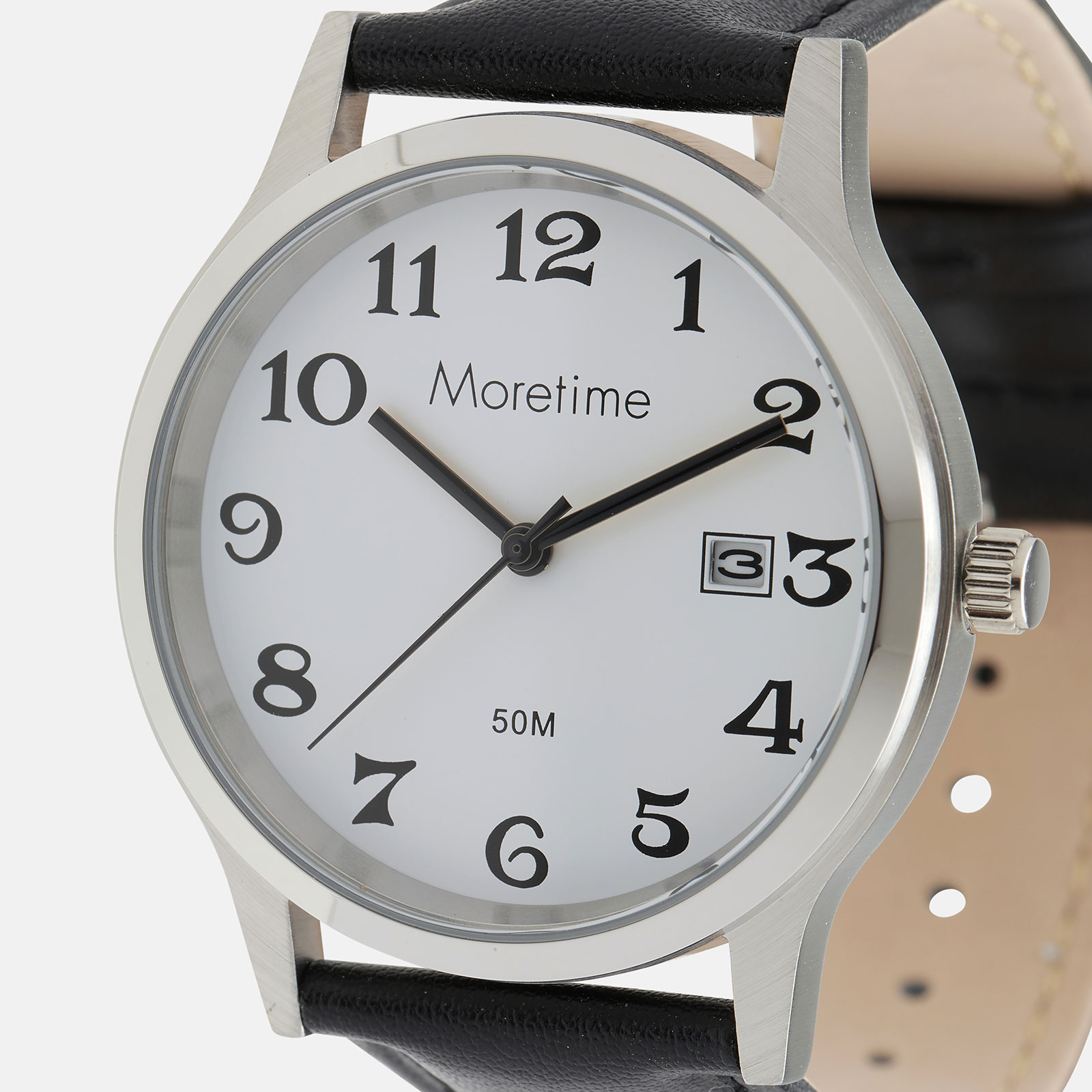 Moretime herrklocka - silver/svart, snirkliga siffror