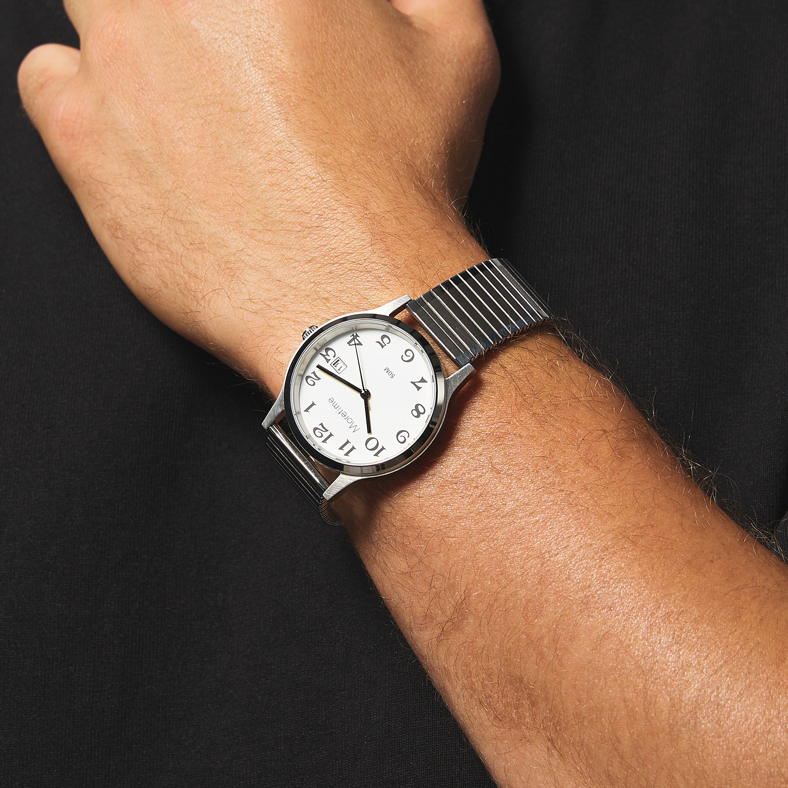 Moretime herrklocka - flexband, silver/vit