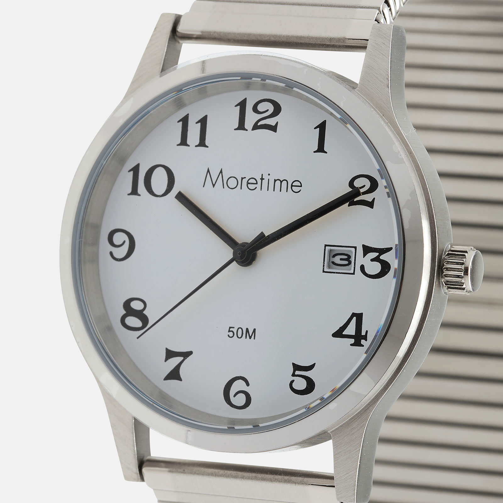 Moretime herrklocka - flexband, silver/vit