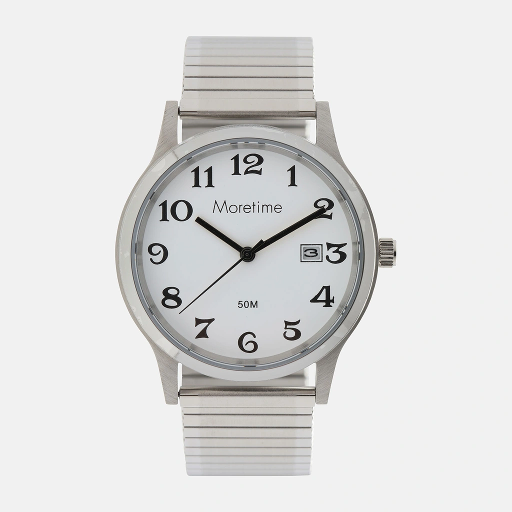 Moretime herrklocka - flexband, silver/vit
