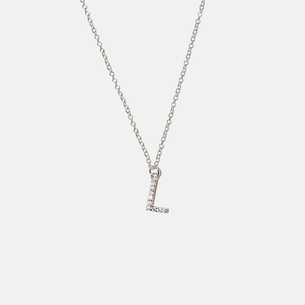 Halsband äkta silver, bokstav L - 42+3 cm