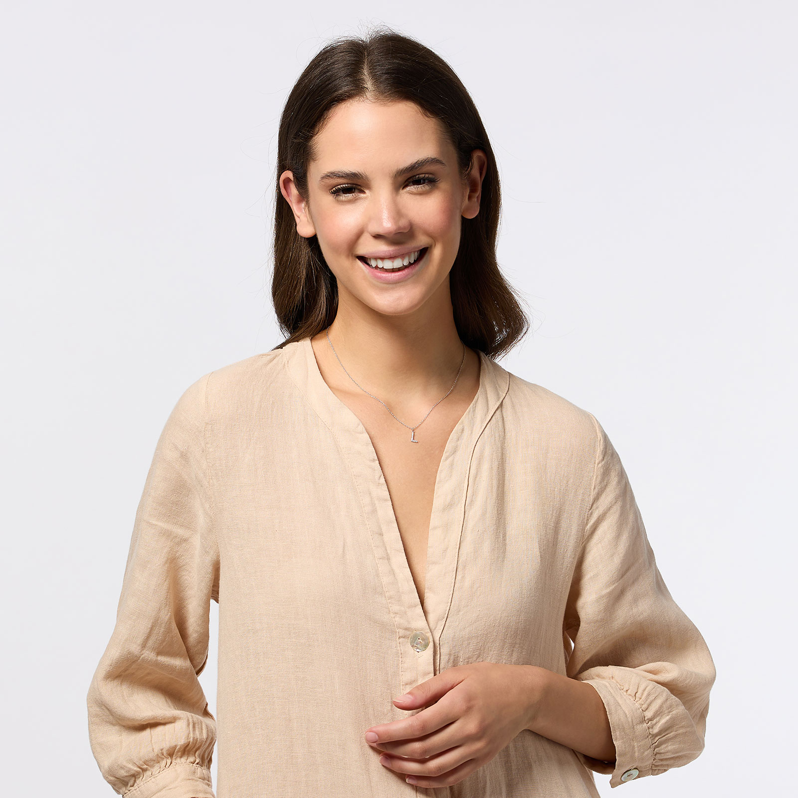 Halsband äkta silver, bokstav L - 42+3 cm