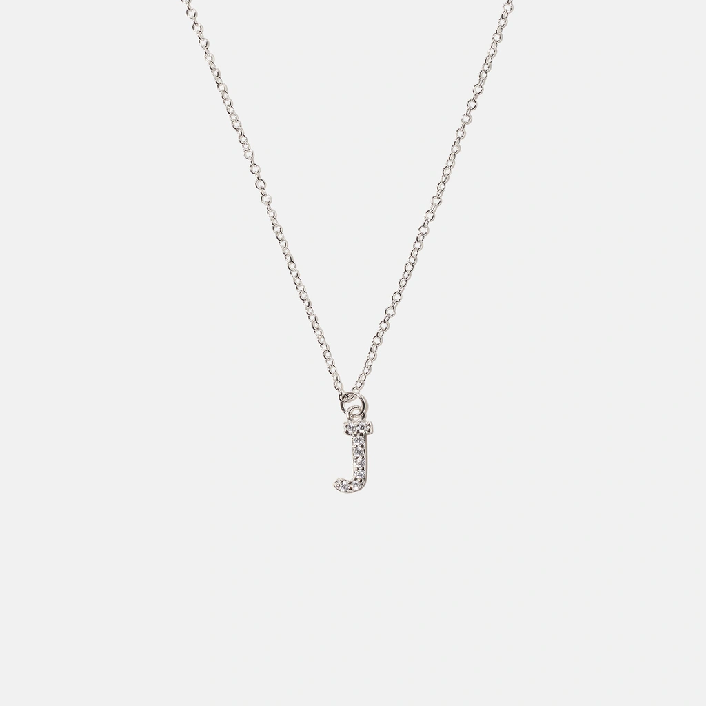 Halsband äkta silver, bokstav J - 42+3 cm