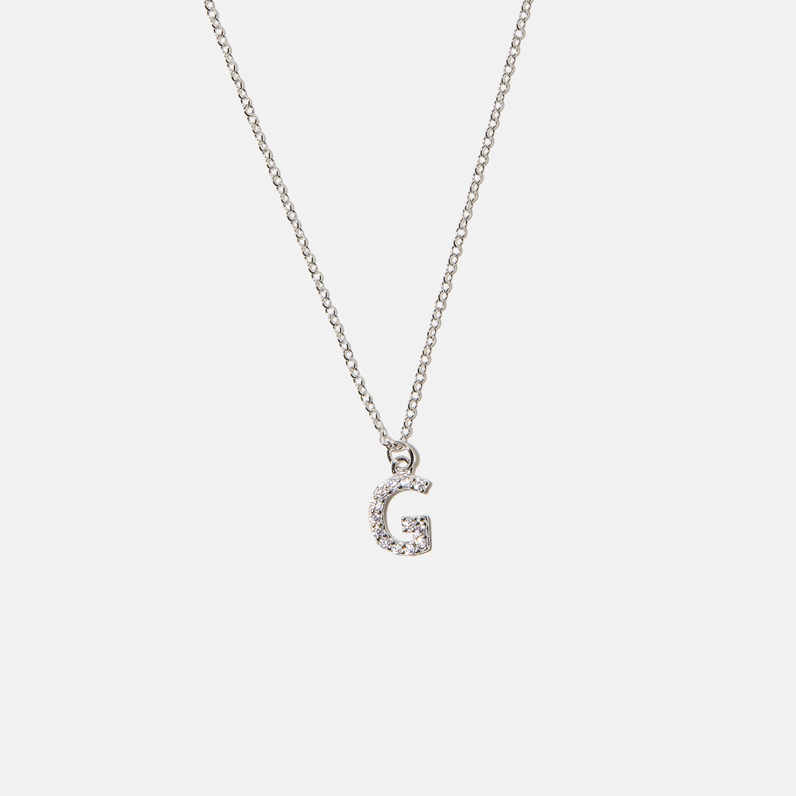 Halsband äkta silver, bokstav G - 42+3 cm