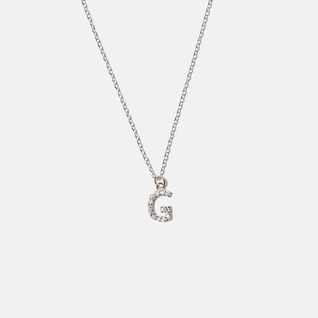 Halsband äkta silver, bokstav G - 42+3 cm