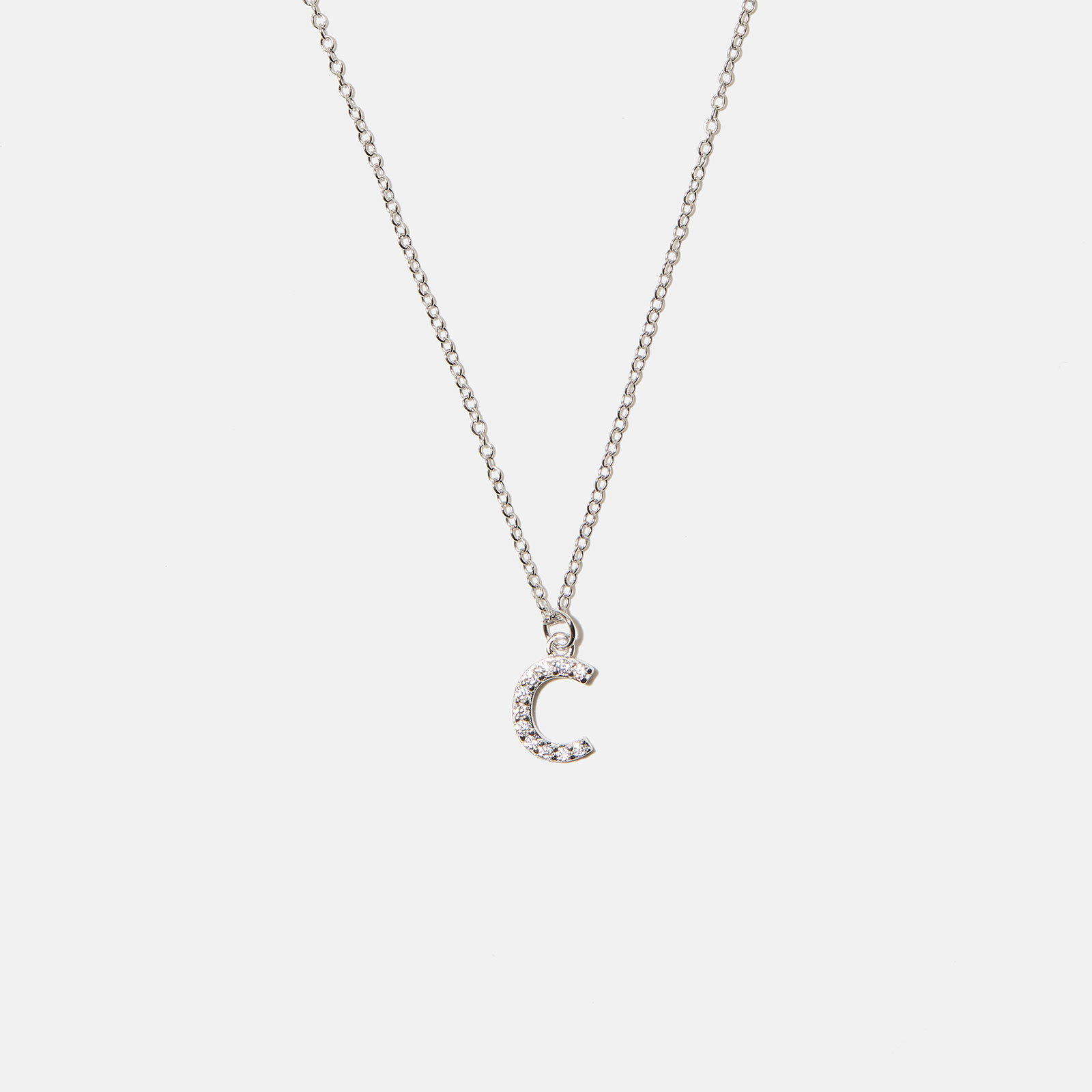 Halsband äkta silver, bokstav C - 42+3 cm