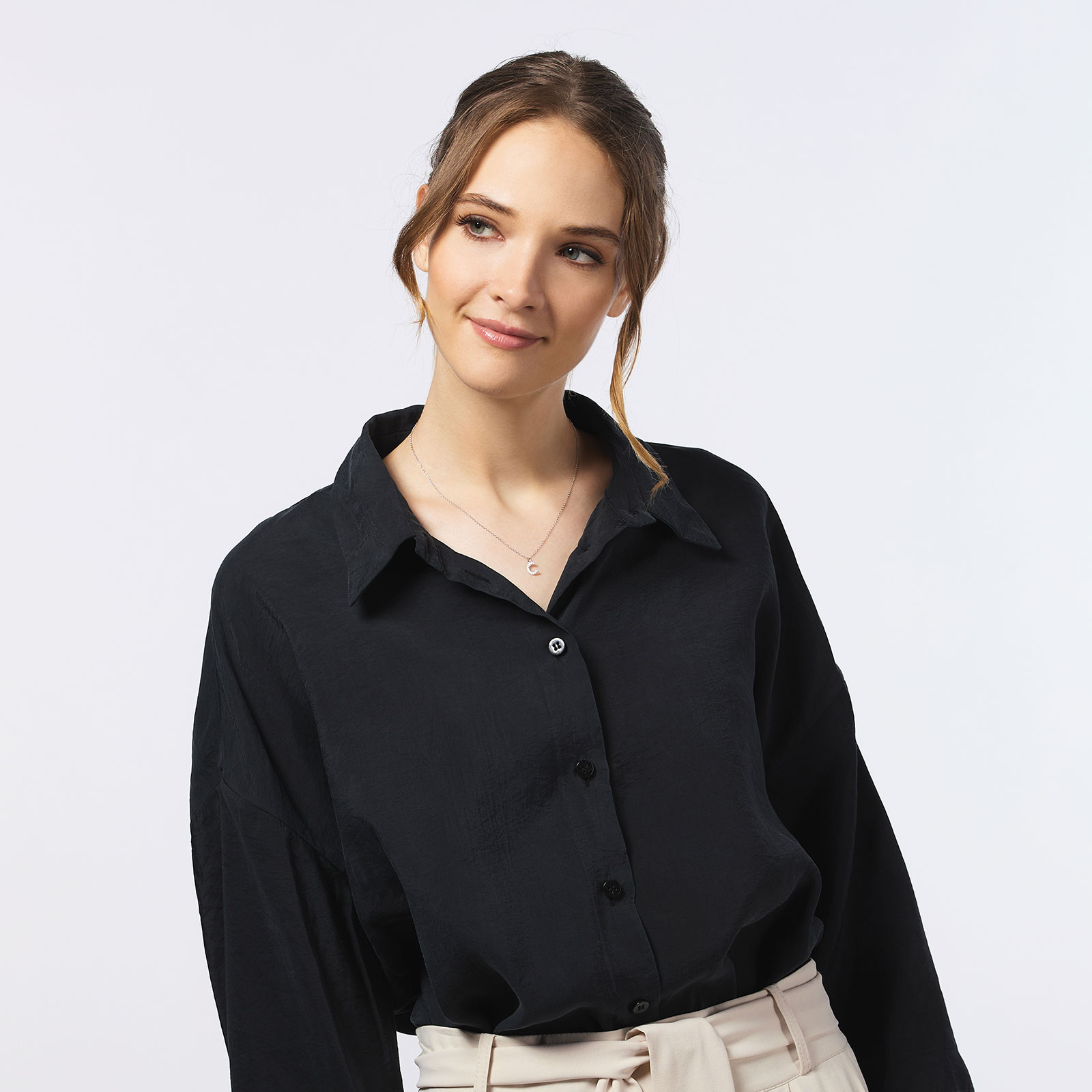 Halsband äkta silver, bokstav C - 42+3 cm