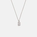 Halsband äkta silver, bokstav B - 42+3 cm