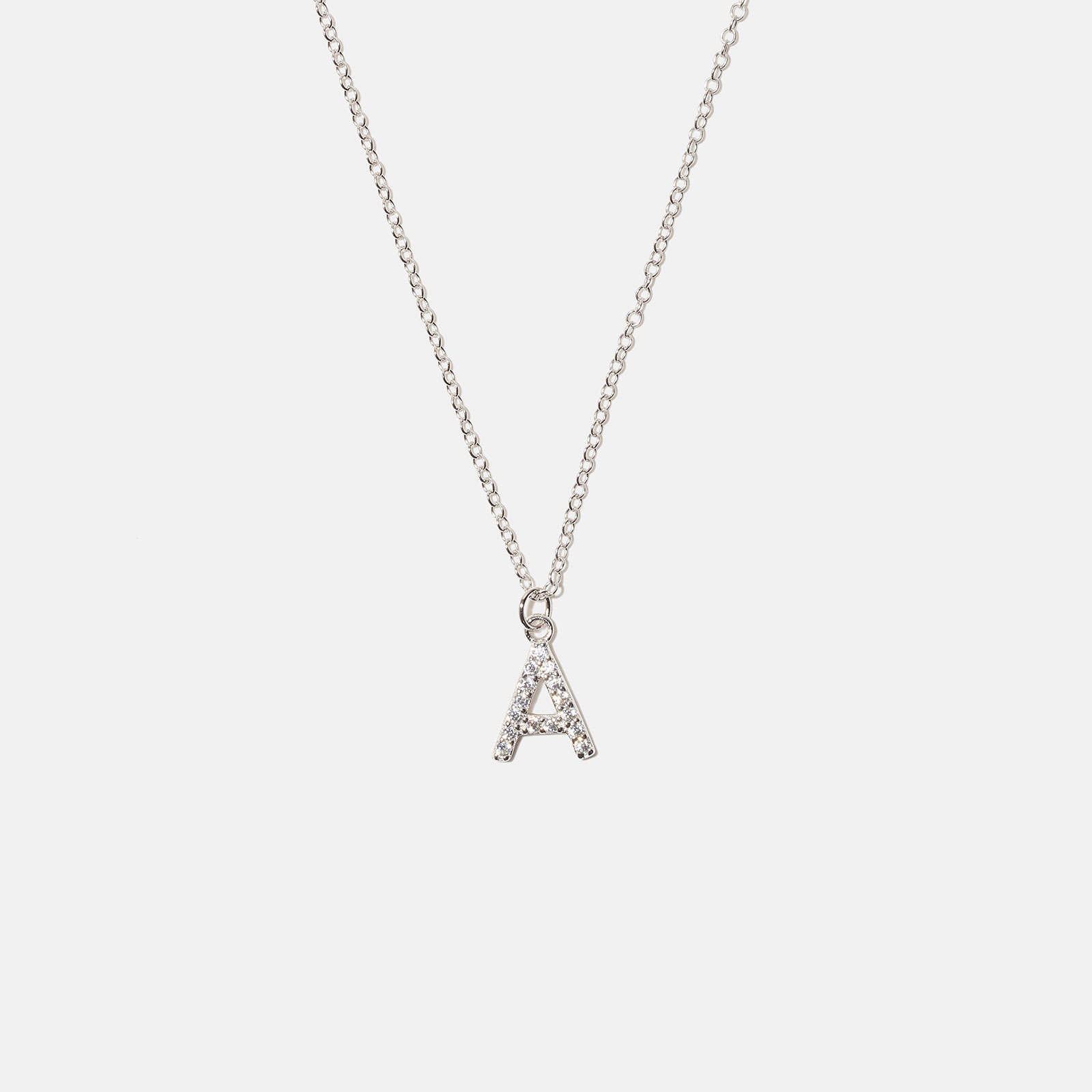 Halsband äkta silver, bokstav A - 42+3 cm