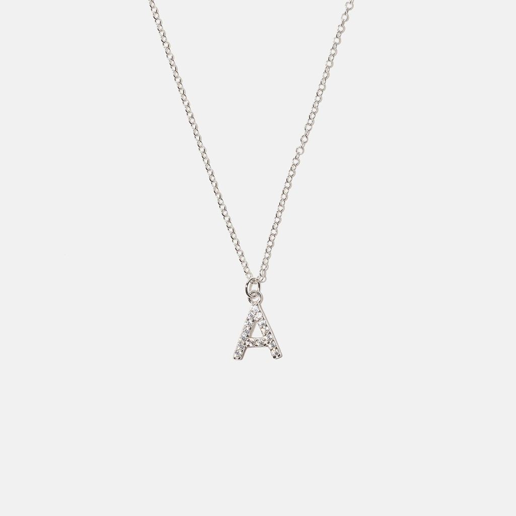 Halsband äkta silver, bokstav A - 42+3 cm
