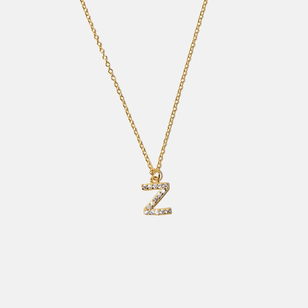 Guldpläterat halsband bokstav Z - 42+3 cm