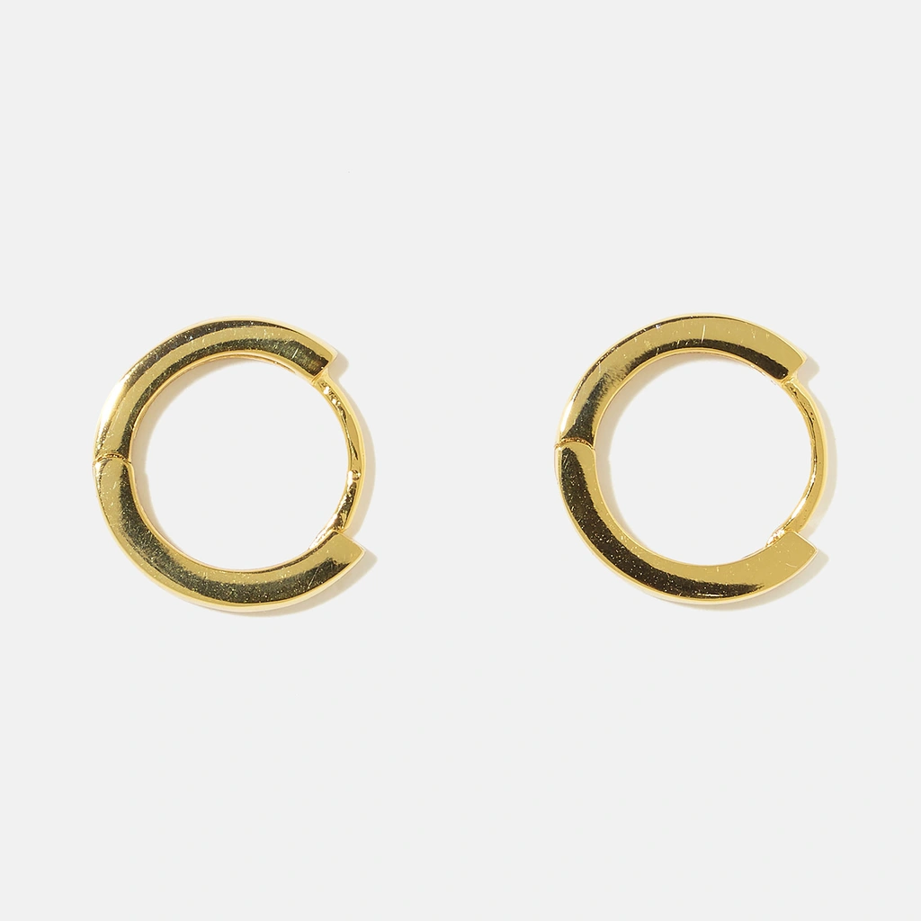Guldpläterade silverörhängen - släta hoops 15 mm
