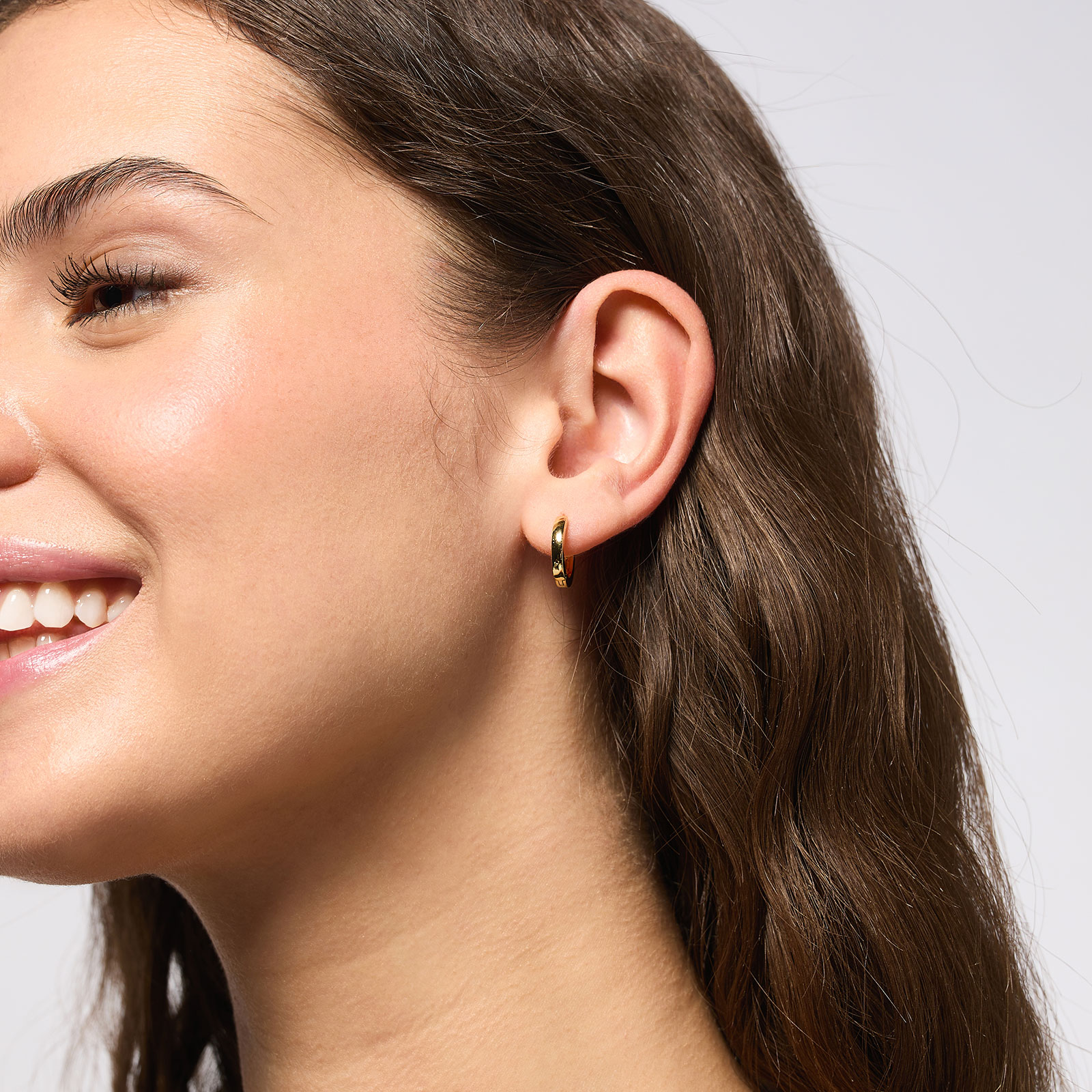 Guldpläterade silverörhängen - släta hoops 15 mm