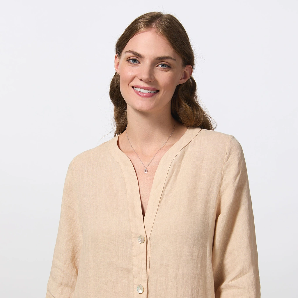 Halsband äkta silver, bokstav D - 42+3 cm