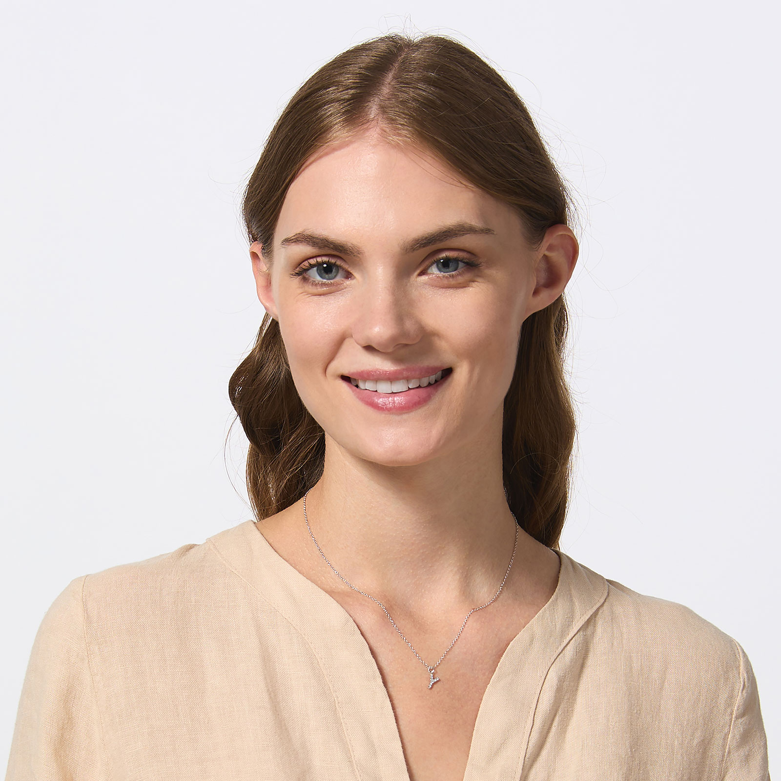 Halsband äkta silver, bokstav Y - 42+3 cm