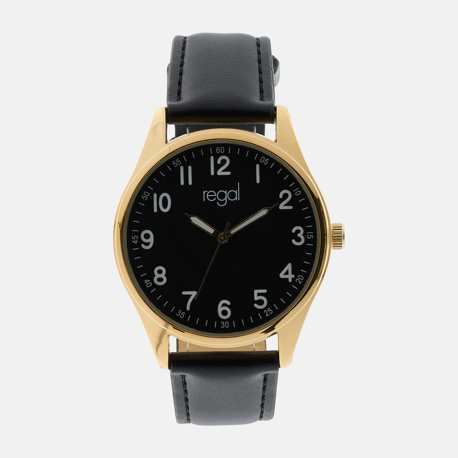 Regal herrklocka -  svart band, guldton,svart, 40mm