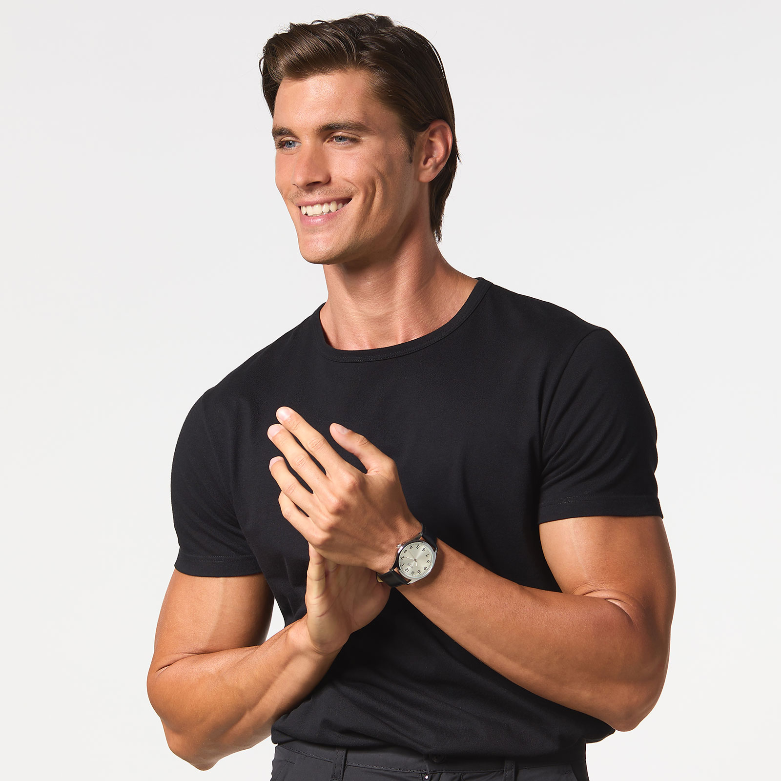 Regal herrklocka -  svart band, silverton, 40mm