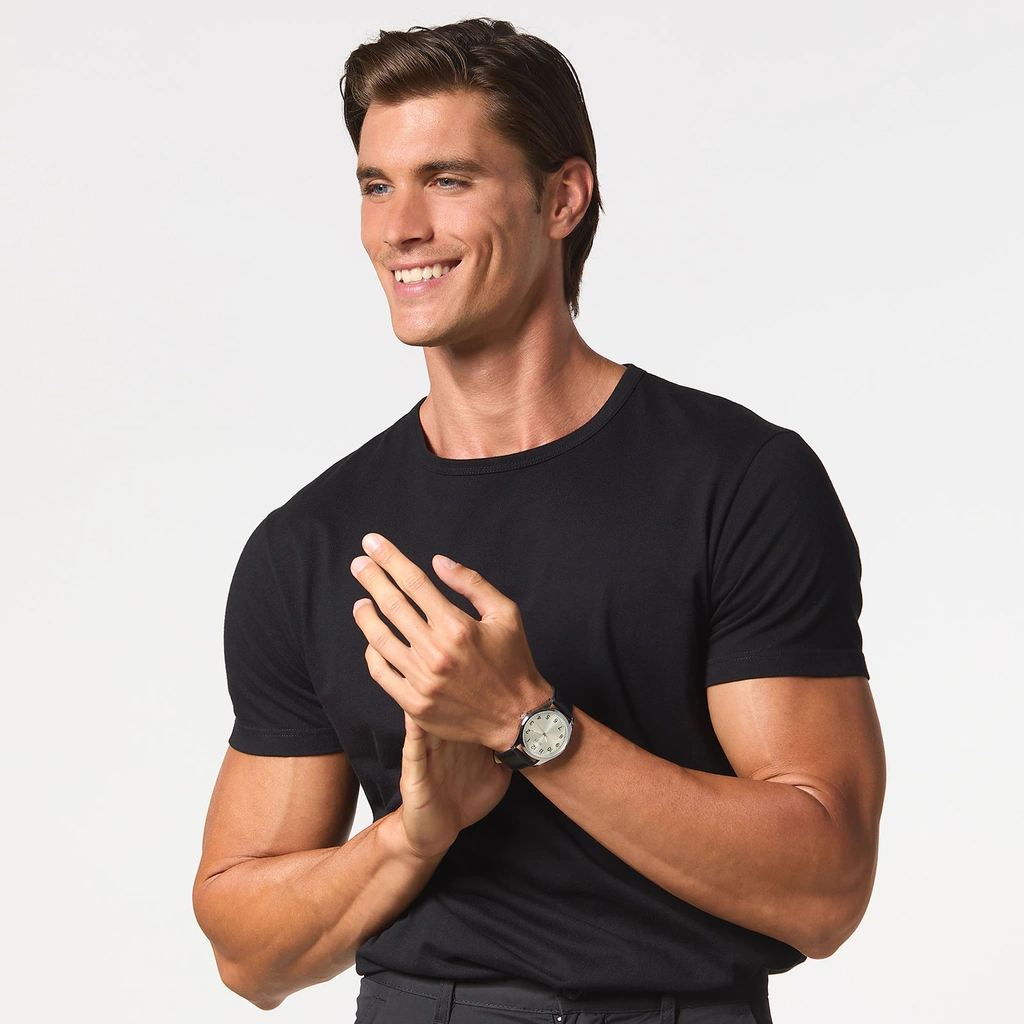 Regal herrklocka -  svart band, silverton, 40mm