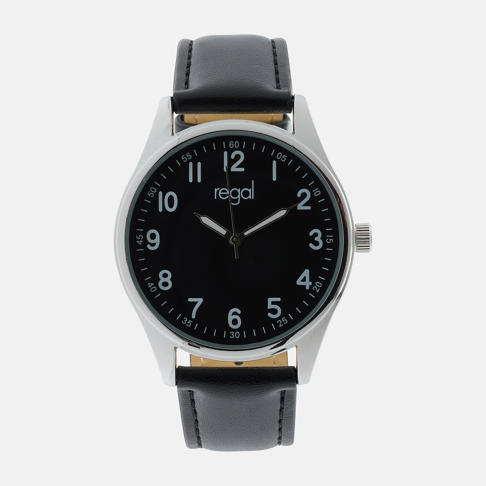 Regal herrklocka -  svart band, silverton/svart, 40mm