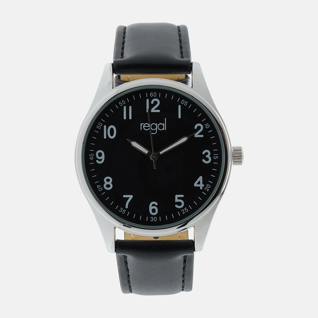 Regal herrklocka -  svart band, silverton/svart, 40mm