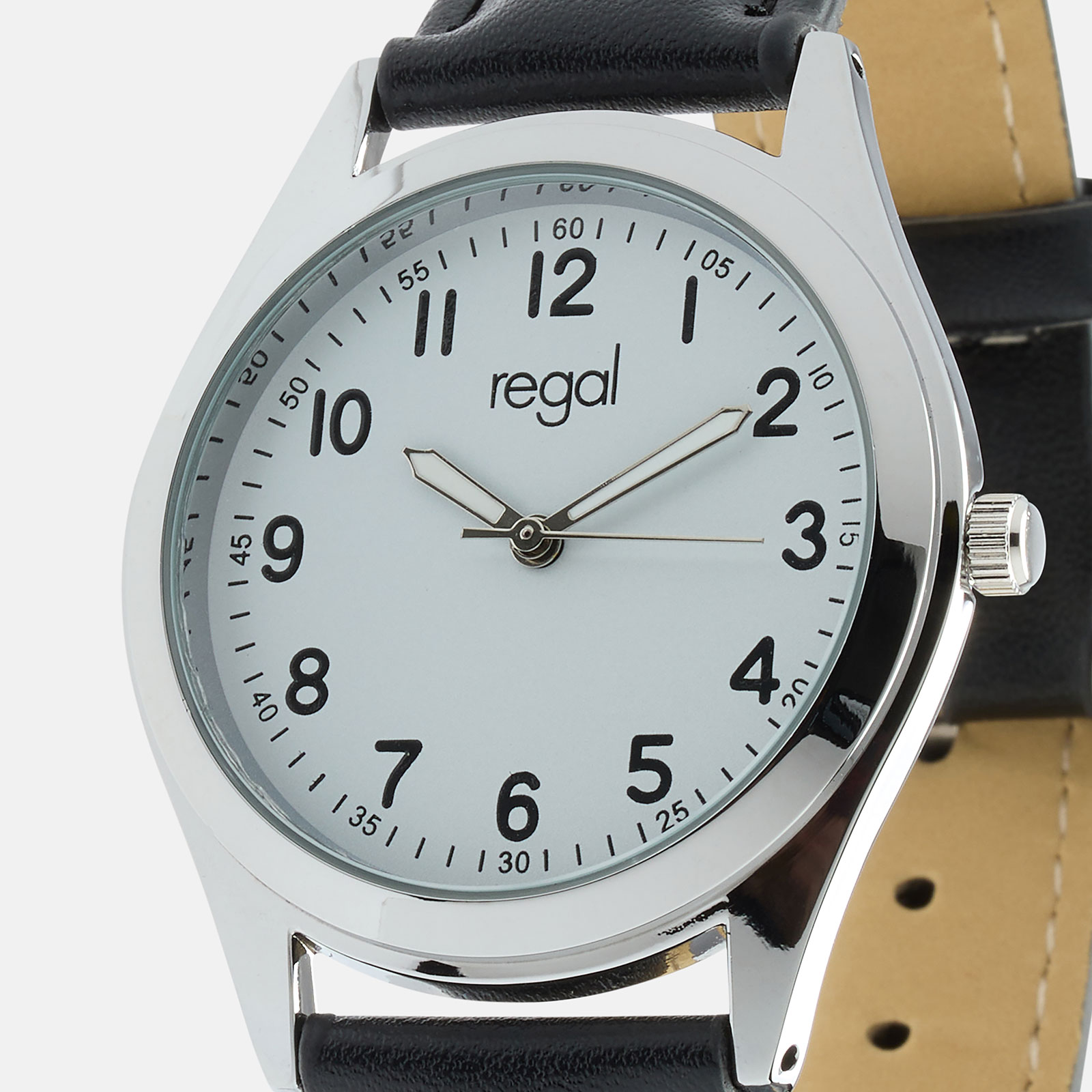 Regal Classic line - svart band, silverton/vit, 36mm