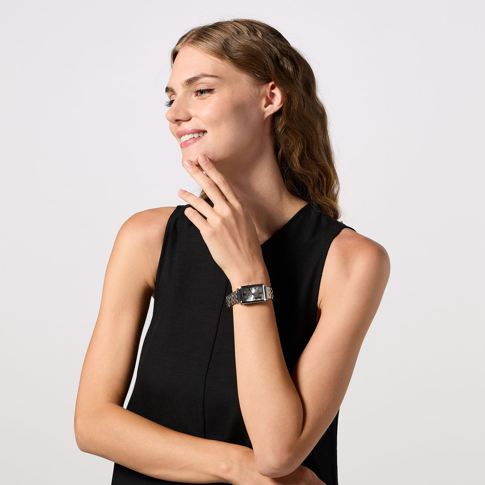 Regal damklocka - rektangulär, silverton, 24x32mm