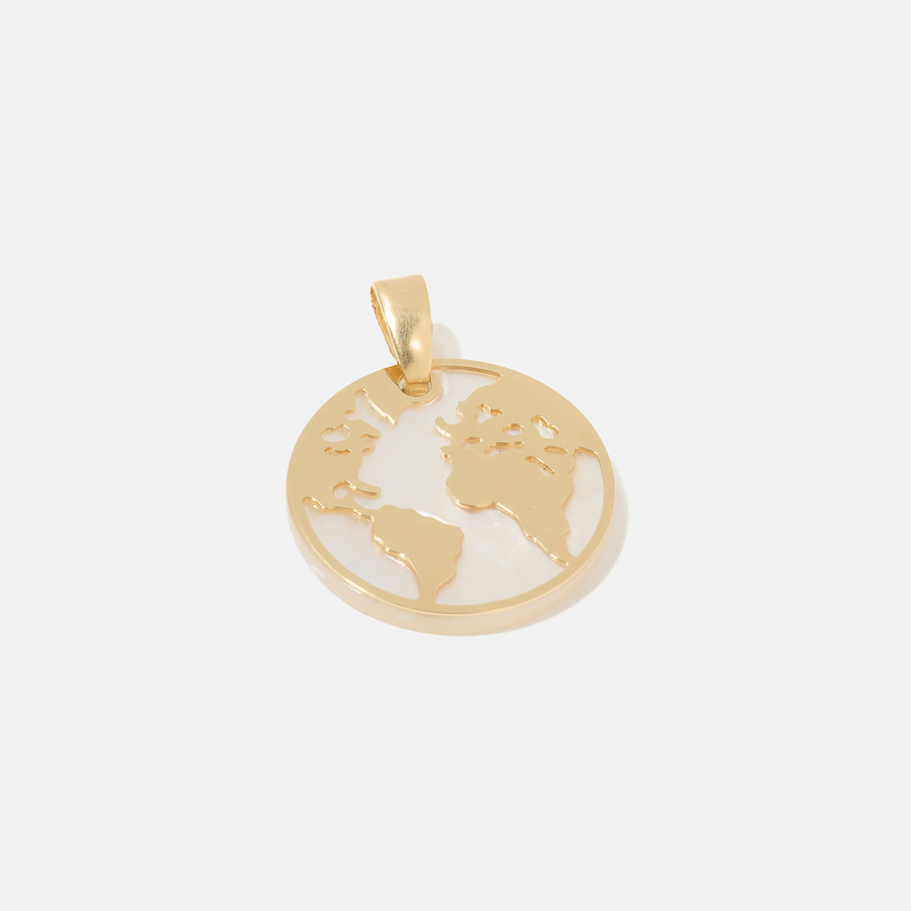 Berlock 18k guld - Världskarta 18 mm