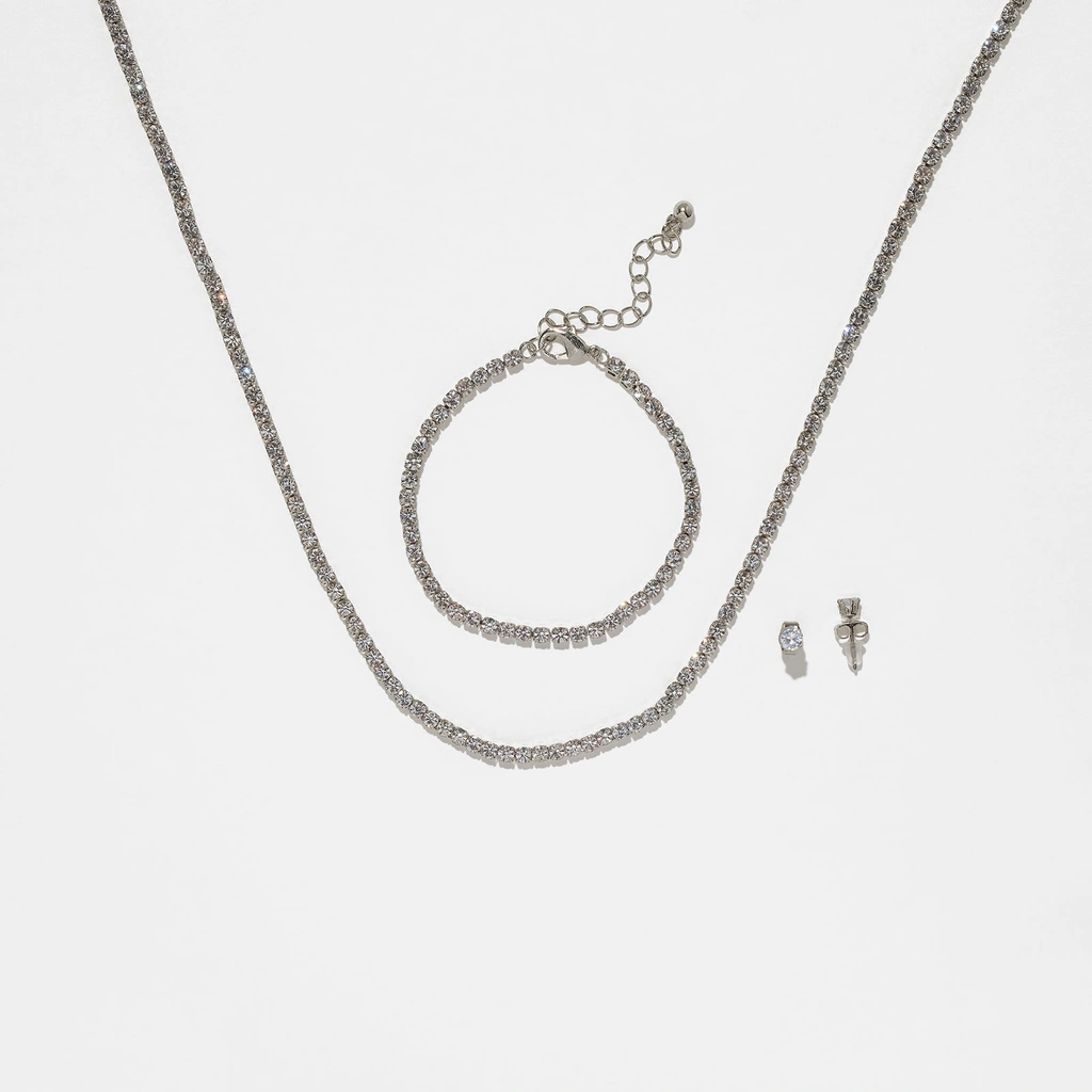 Smyckeset strass - armband, örhängen & halsband