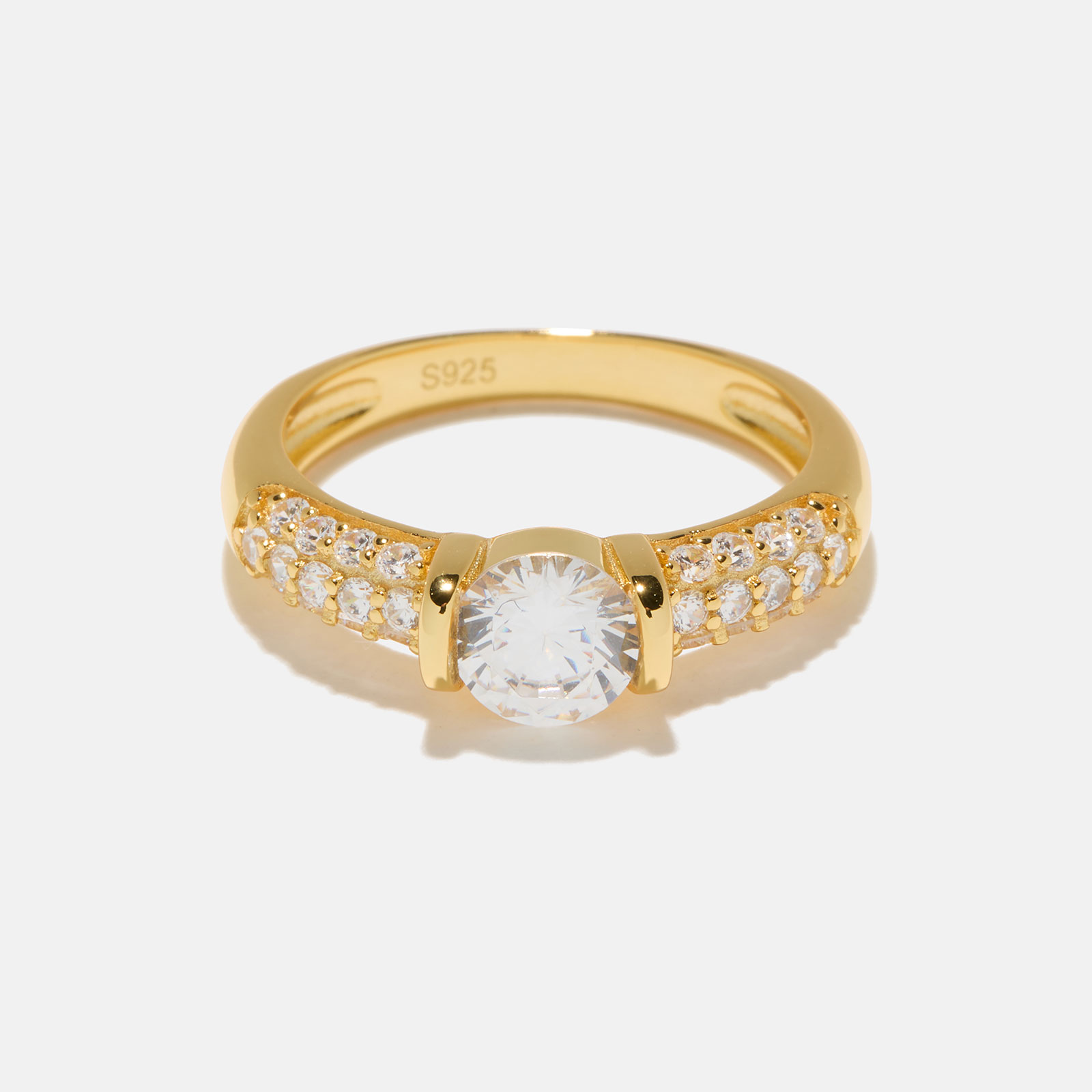 Förgylld ring i äkta silver - sidostensring