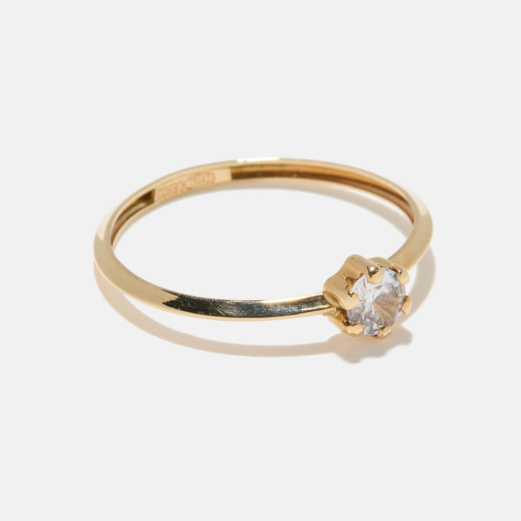 Ring 18k guld, solitärring Kubisk Zirkonia, 19.5mm