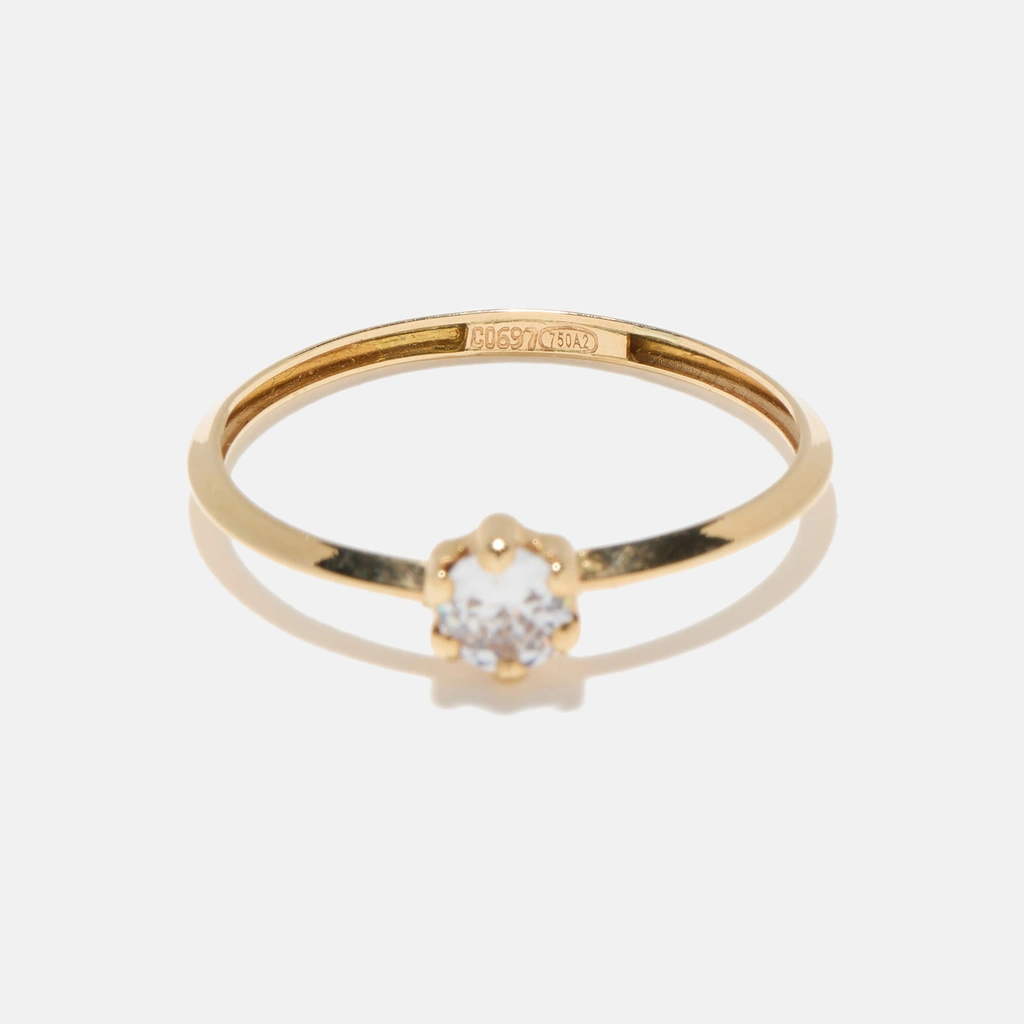 Ring 18k guld, solitärring Kubisk Zirkonia, 19.5mm