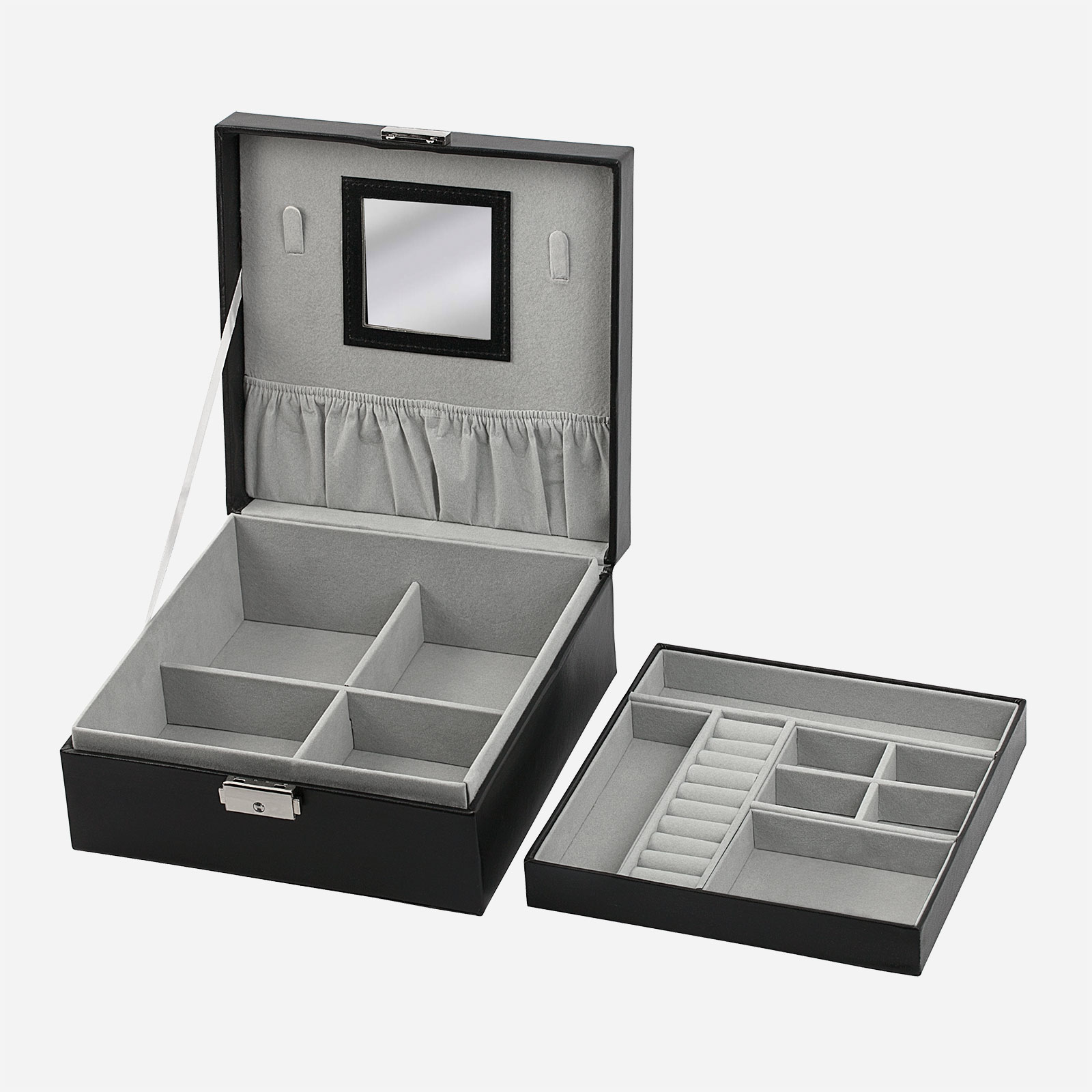 Svart smyckeskrin - kvadratiskt