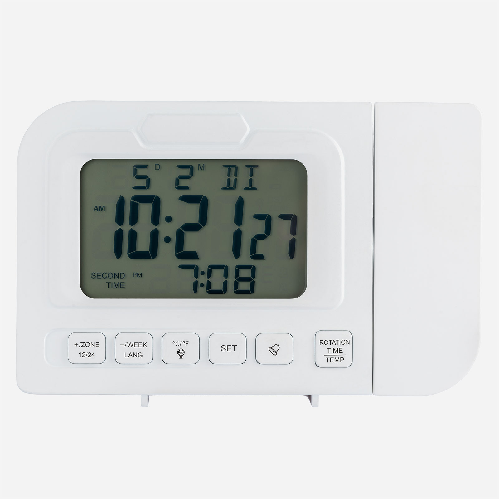 Väckarur med Projektor - vit, 16x5 cm