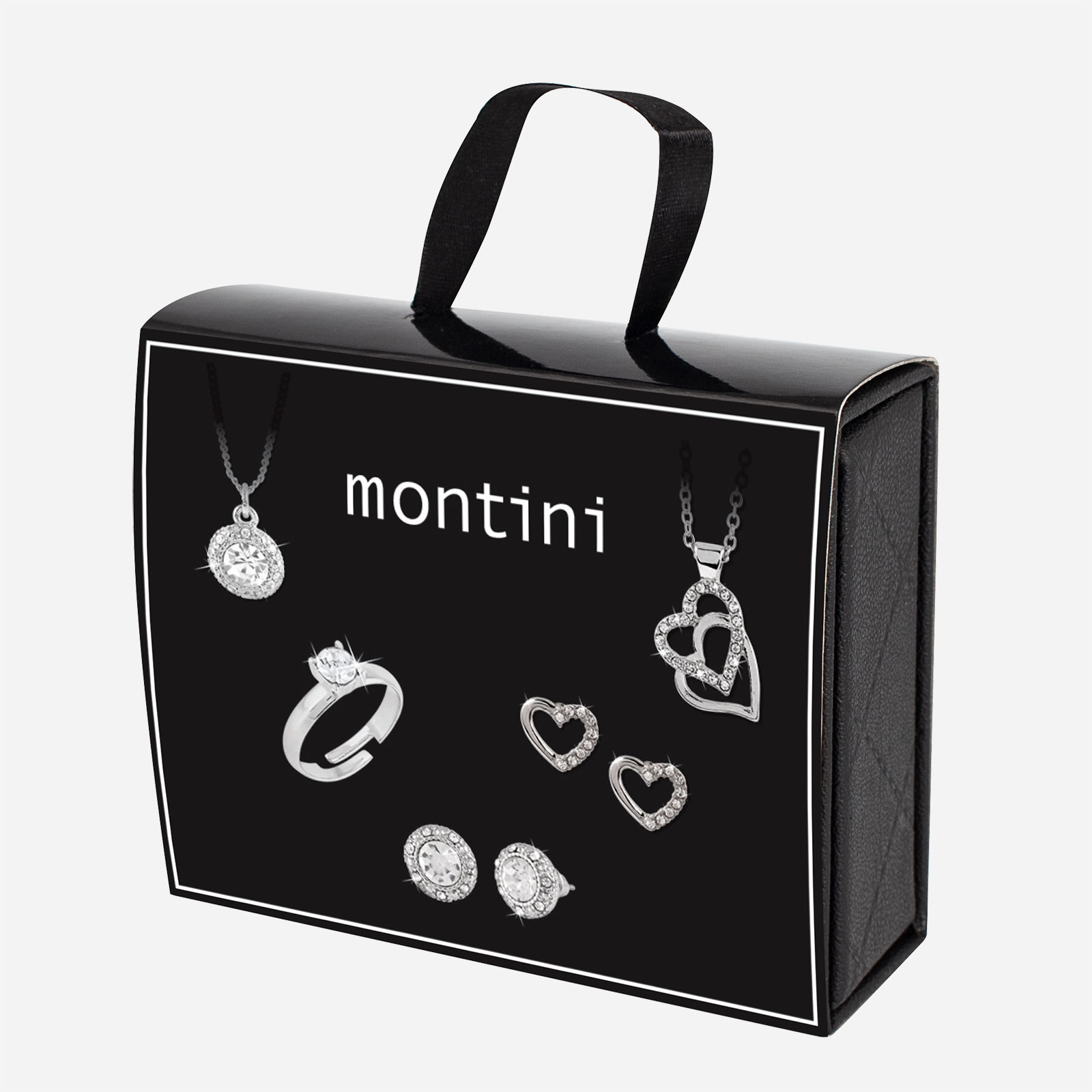 Silverfärgat smyckeset - vita stenar