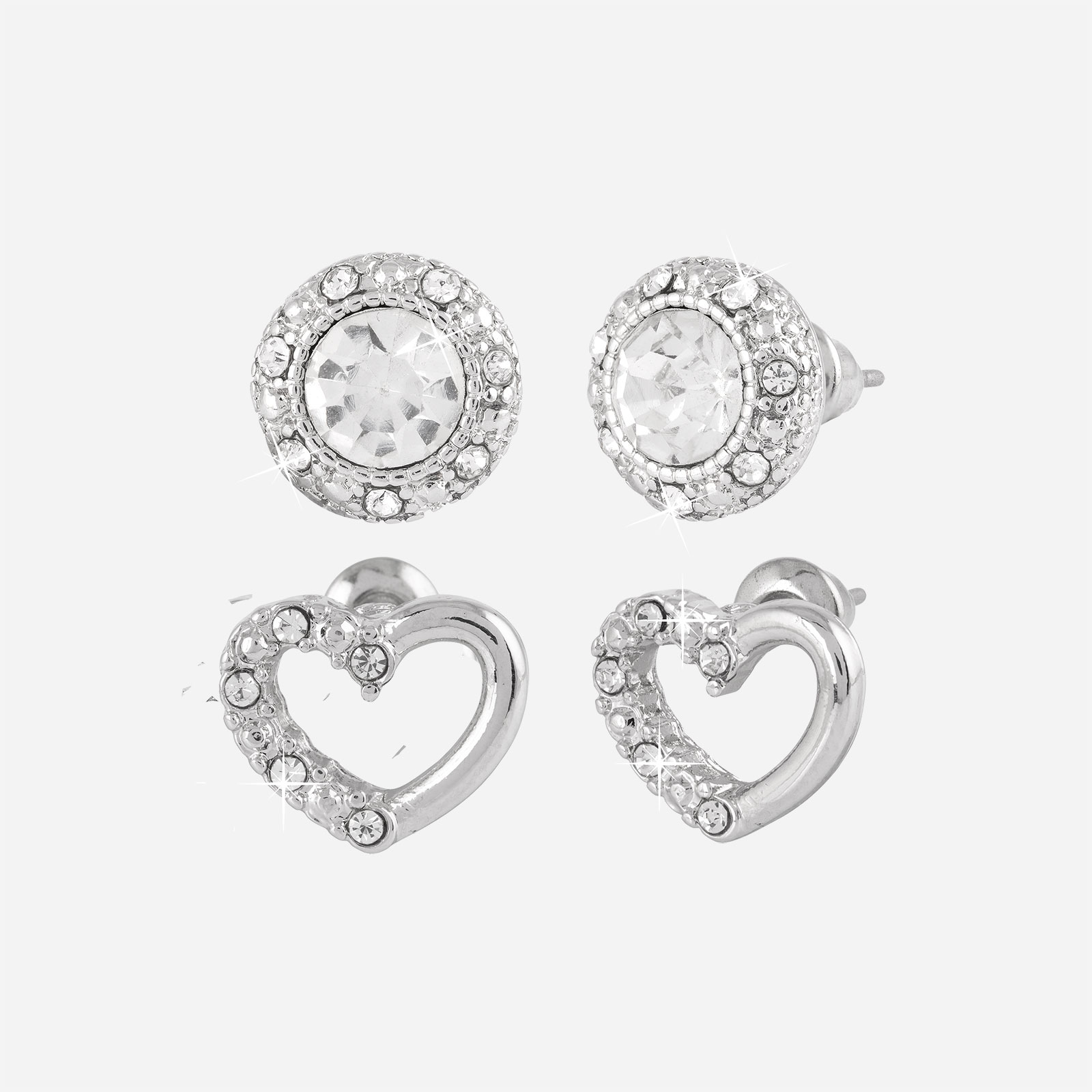 Silverfärgat smyckeset - vita stenar