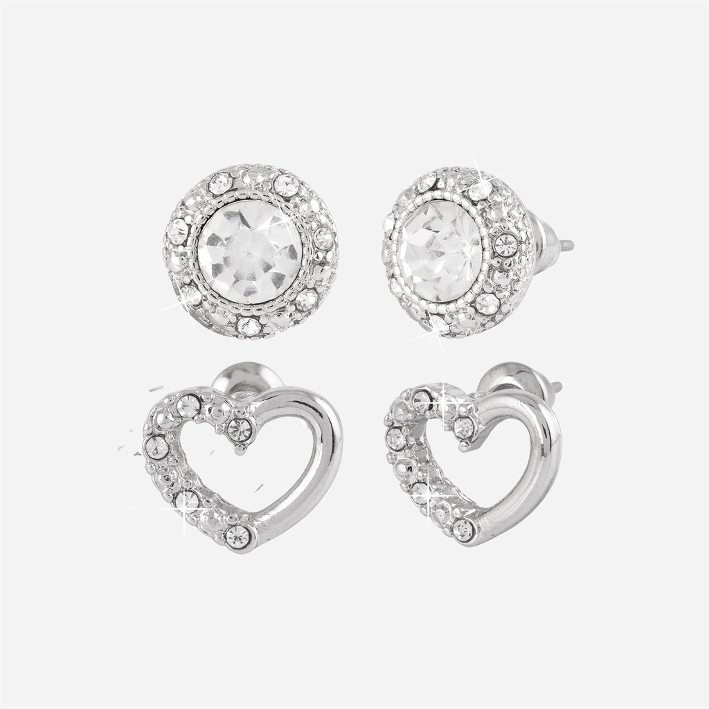 Silverfärgat smyckeset - vita stenar