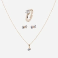 Guldfärgat smyckeset, klassiskt - ring, örhängen & halsband