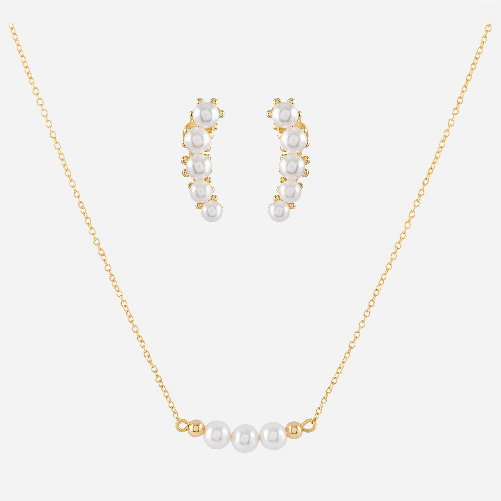 Guldpläterat smyckeset i äkta silver - vita sötvattenpärlor
