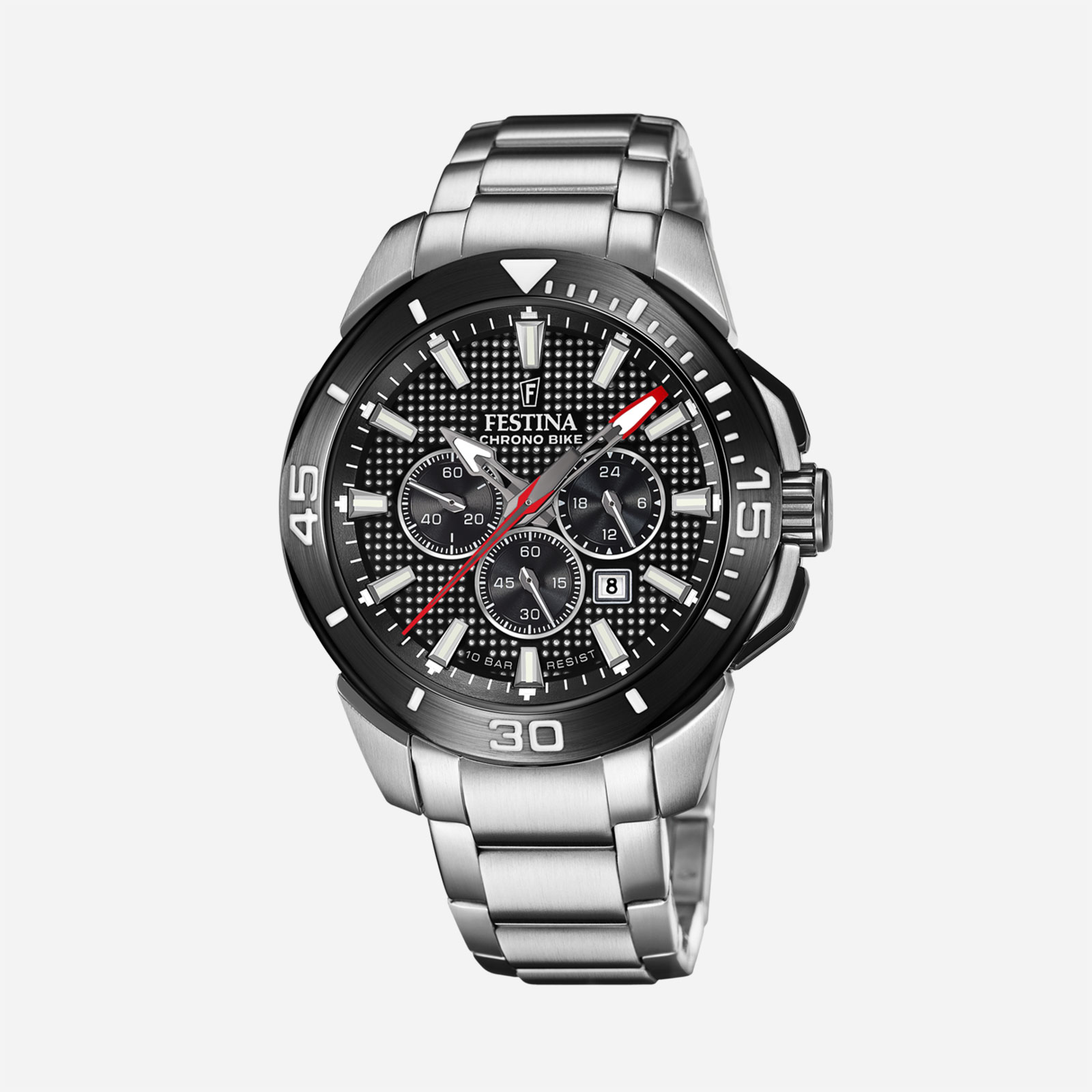 Festina Chrono Bike - herrklocka, stål/svart,  47mm