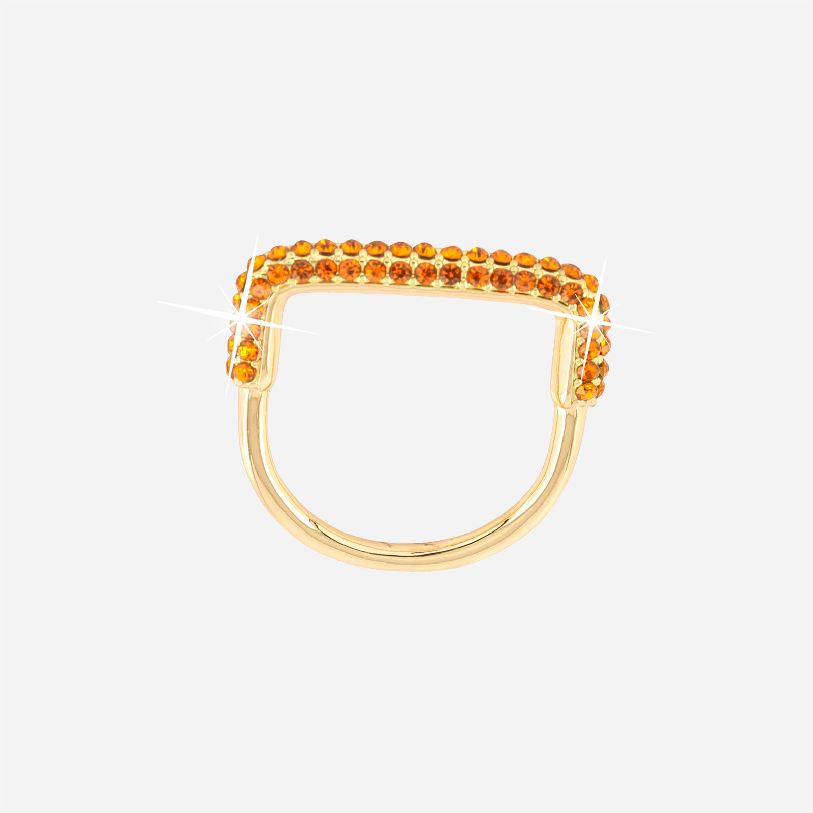 Guldpläterad ring m orange stenar - platt