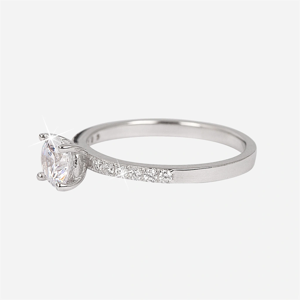 Ring i äkta silver - sidosten Kubisk Zirkonia, 17 mm