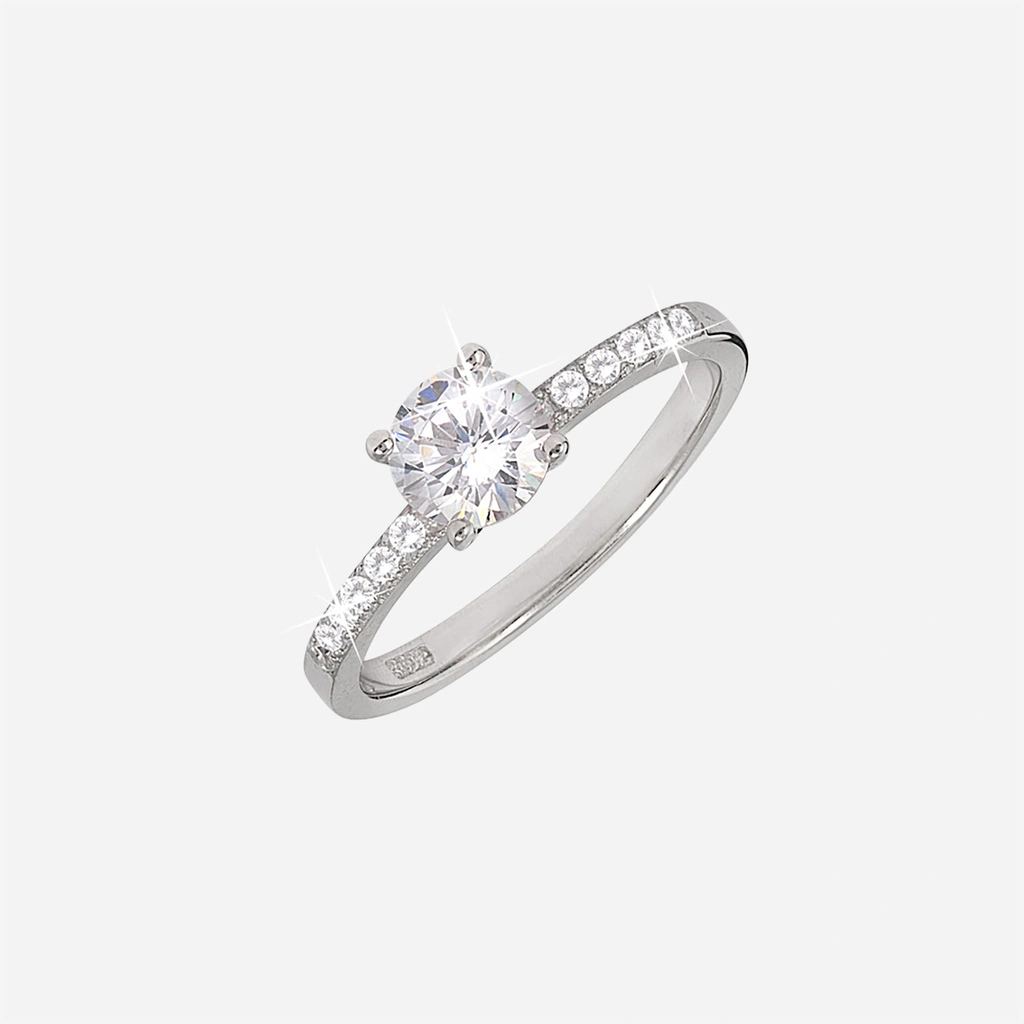 Ring i äkta silver - sidosten Kubisk Zirkonia, 17 mm