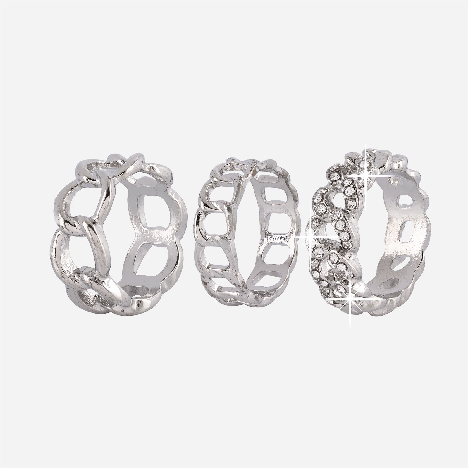 3-pack kedjeringar - silverfärg