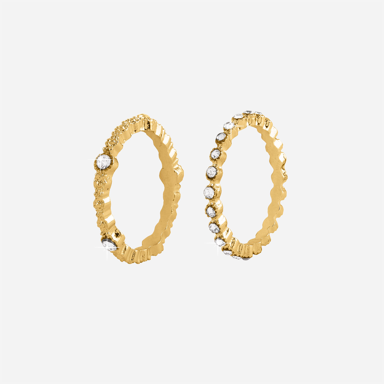 Guldfärgade ringar med stenar - 2 pack